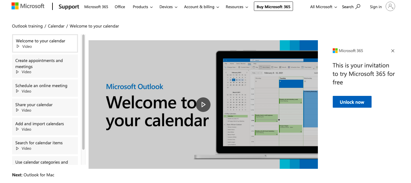 Microsoft Outlook Calendar