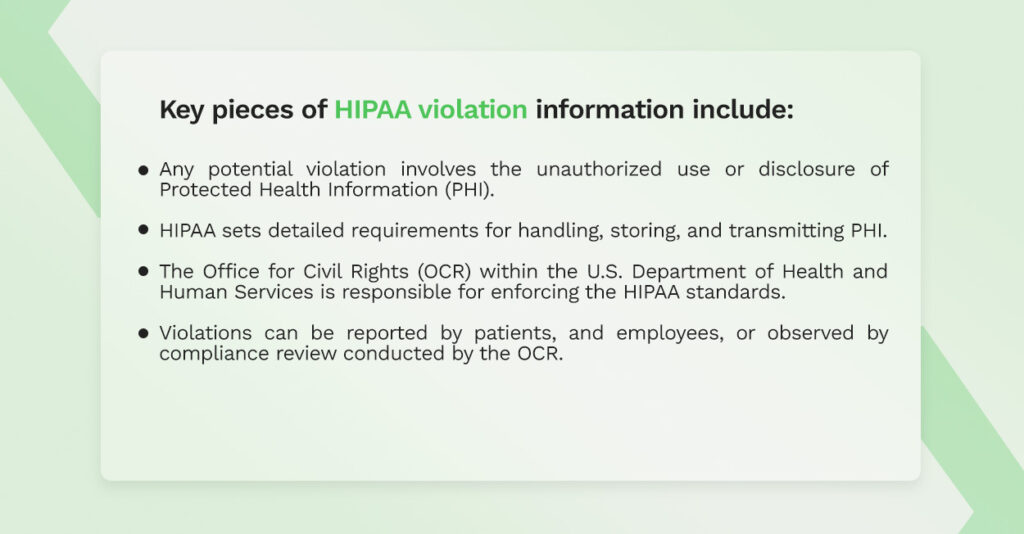 key pieces of hipaa violation