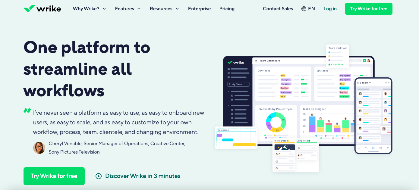 Wrike workflow management platform