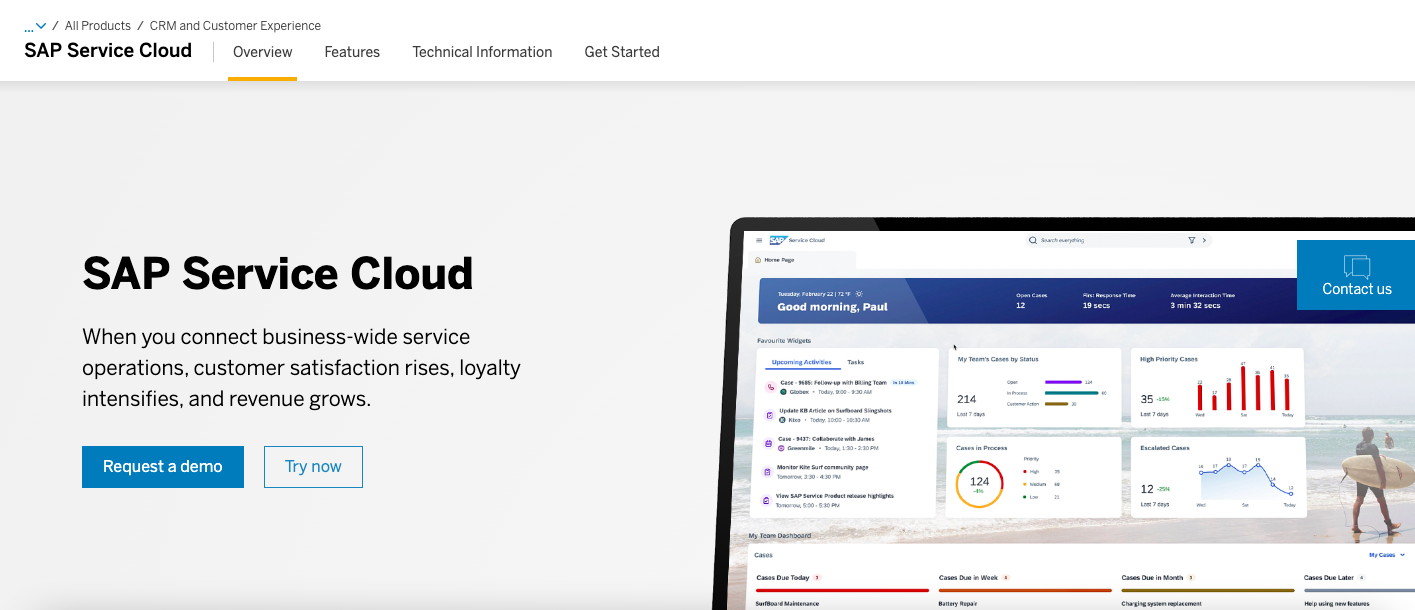 Sap service cloud customer relationship management platform as a competitor to servicenow 