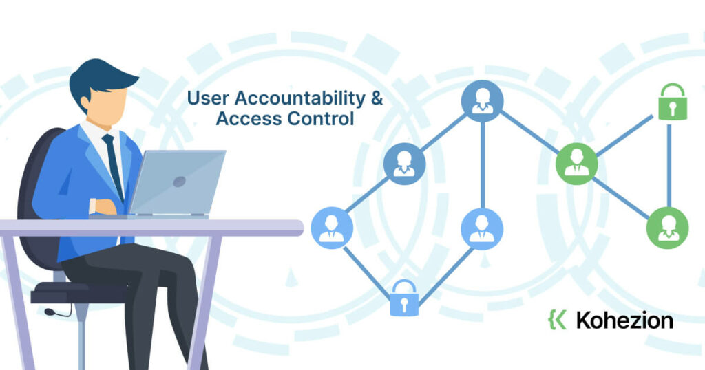 image with a guy on a lap top that has user accountability & access control