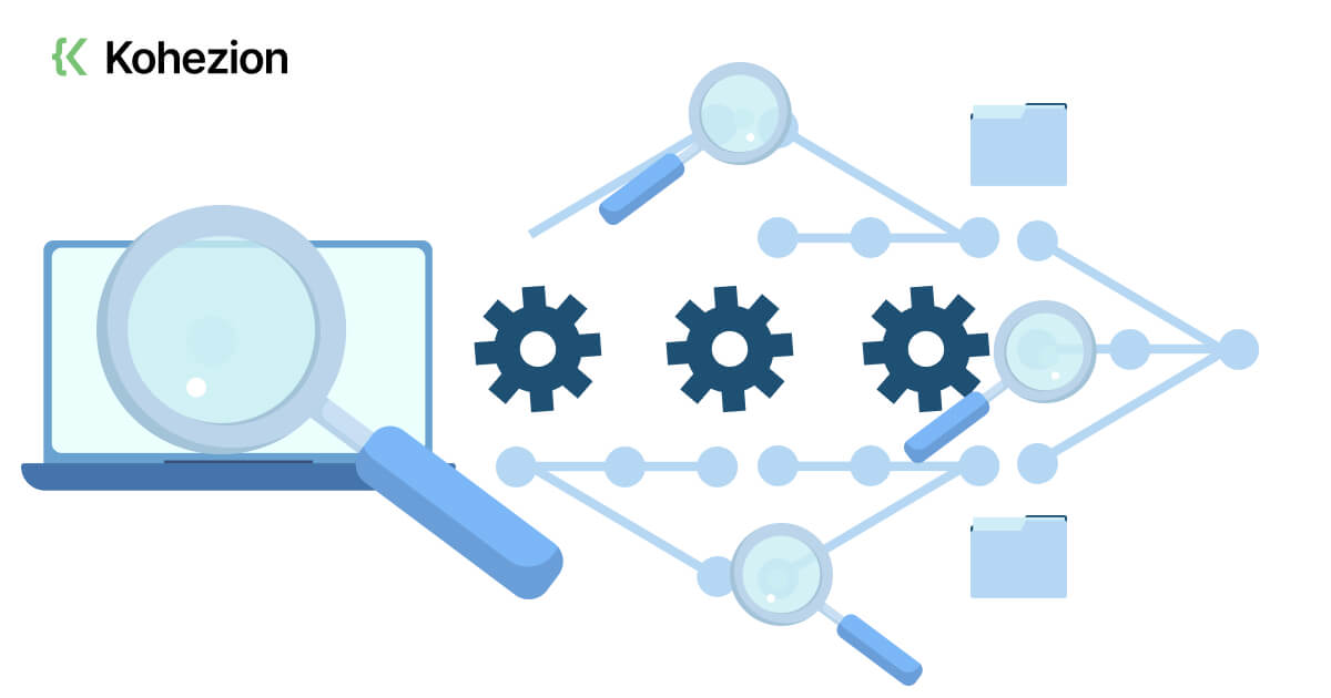 image showing a magnifying glass representing auditing data from a computer