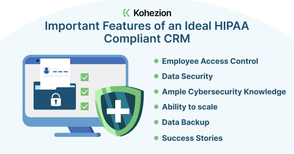 important features for an ideal hipaa compliant crm