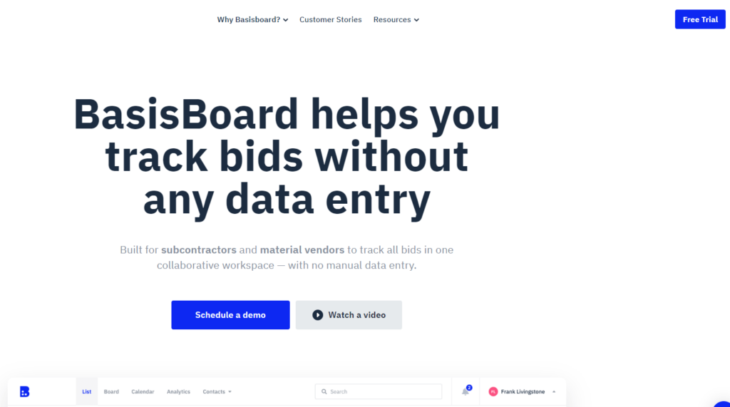 basisboard crm system for construction, contractors, sub-contractors and more