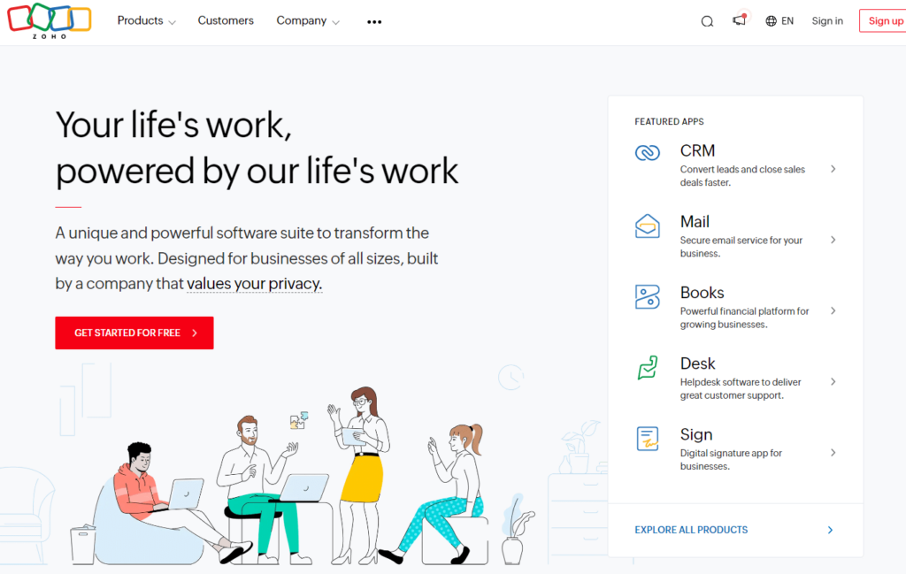 zoho crm platform that can be used by contractors