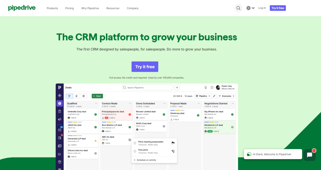 pipedrive sales crm platform for construction industry
